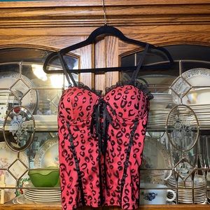 Pink Cheetah Print Corset Top